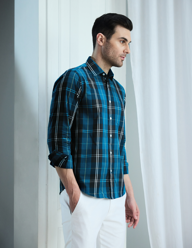 Midnight Mirage Cotton Check Shirt